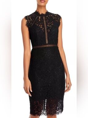 Bardot Black Lace Sheath Midi Dress size 6 Medium